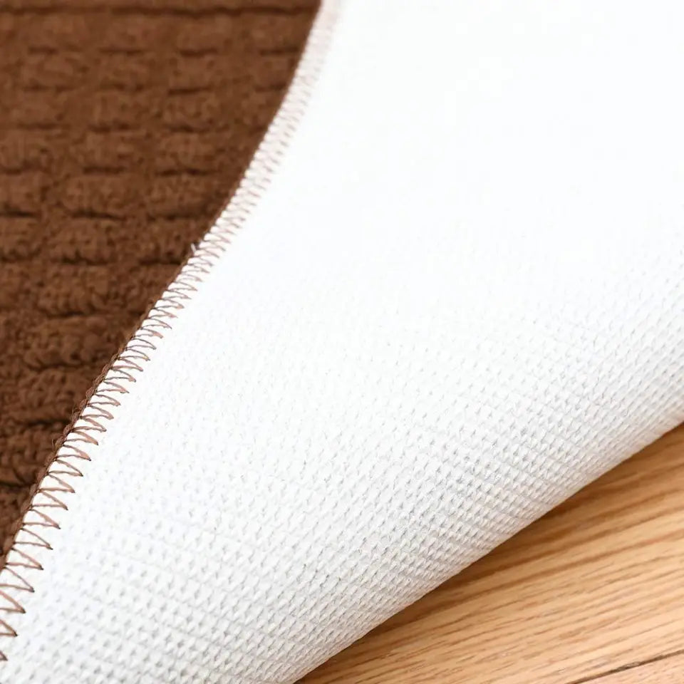 Backing of Brown D Shaped Small Kitchen Rugs