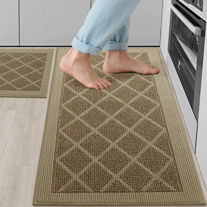 Beige 20x32 20x48 Beige Plain Diamond Kitchen Rugs