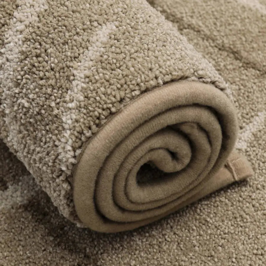 Beige Abstract Buffalo Plaid Kitchen Rug Roll