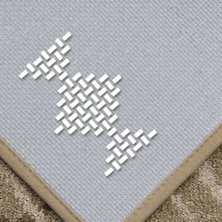 Beige Abstract Buffalo Plaid Kitchen Rug with Non Slip TPR Backing