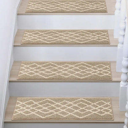 Beige Classic Geometric Carpet Stairs