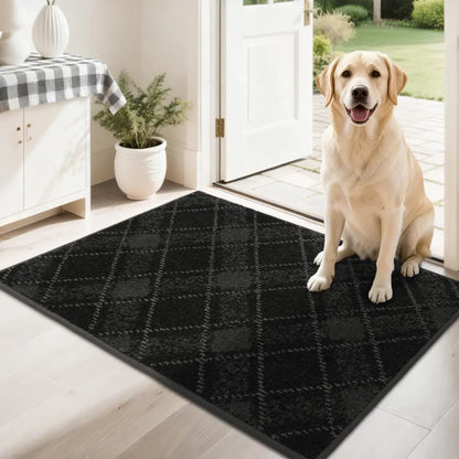 Black 24x36 Plaid Door Mats