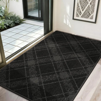 Black 32x48 Plaid Door Mats