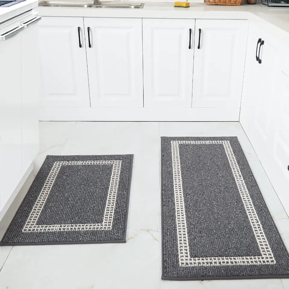 Black Frame Washable Kitchen Mats