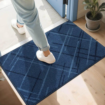 Blue 24x36 Abstract Buffalo Plaid Doormat