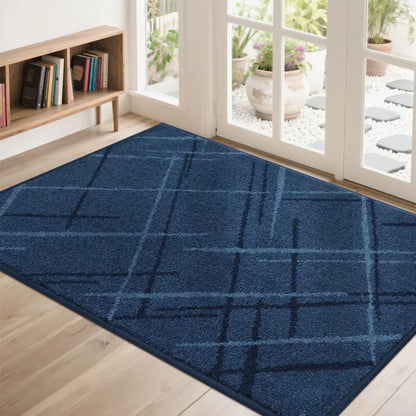 Blue 32x48 Abstract Buffalo Plaid Doormat