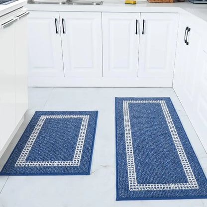 Blue Frame Washable Kitchen Mats