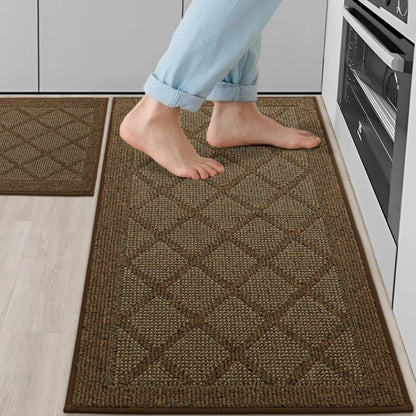 Brown 20x32 20x48 Beige Plain Diamond Kitchen Rugs