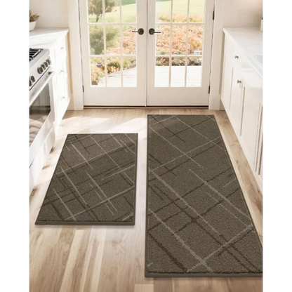 Brown 24x36 24x60 Abstract Buffalo Plaid Kitchen Rug