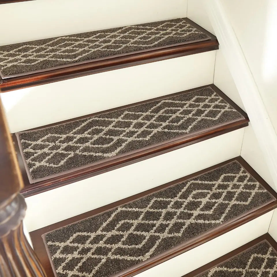 Brown Classic Geometric Carpet Stairs