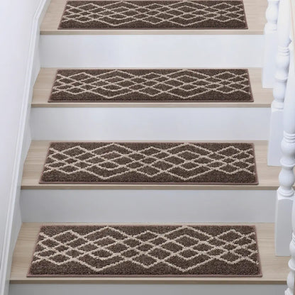 Brown Classic Geometric Carpet Stairs