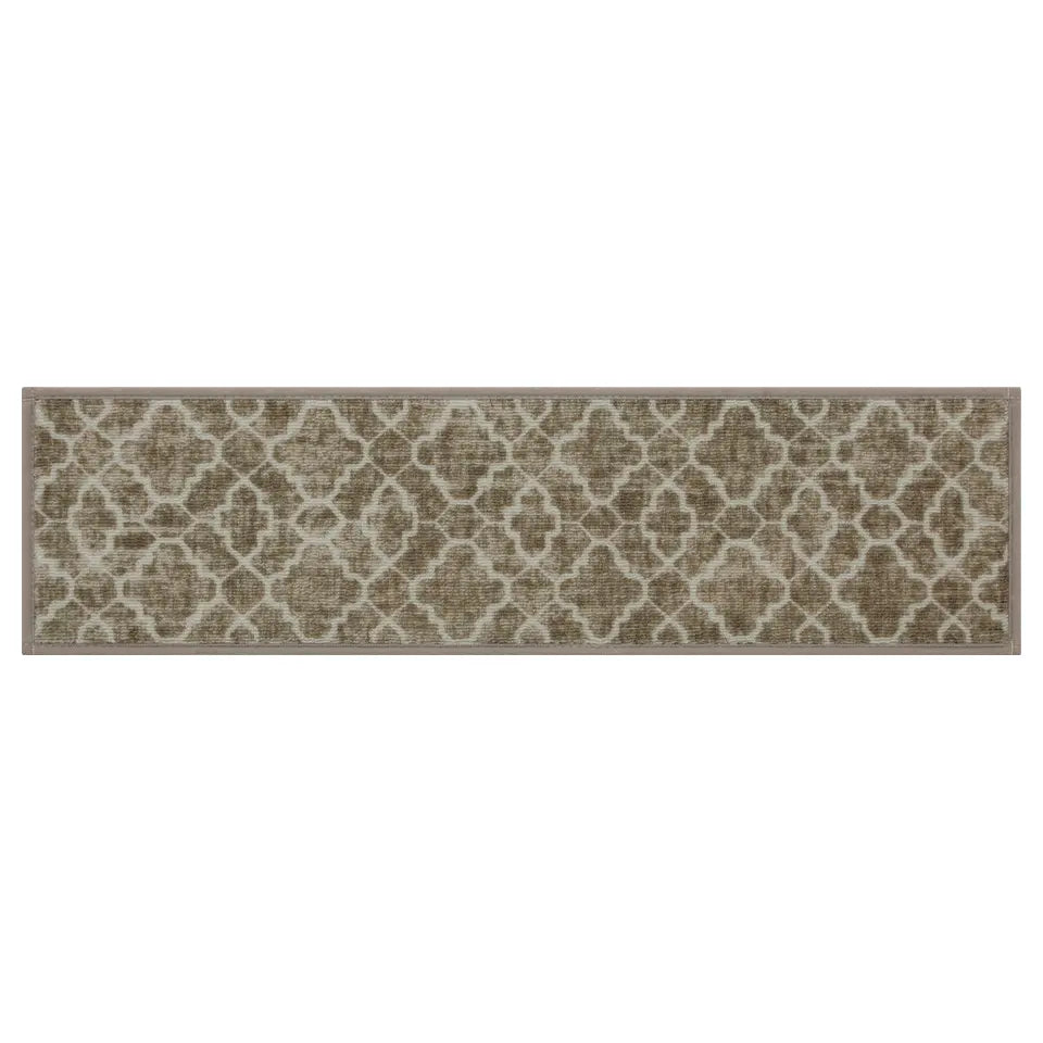 Brown Ogee Pattern of Geometric Floral Durable Stair Treads