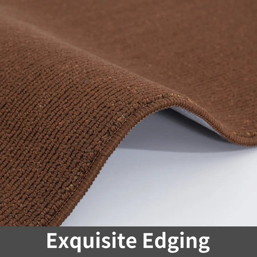 Brown Plain Kitchen Rug with Exquisite Edging