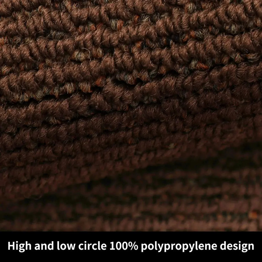 Brown Plain Kitchen Rug with High and Low Circle 100 Polypropylene Design