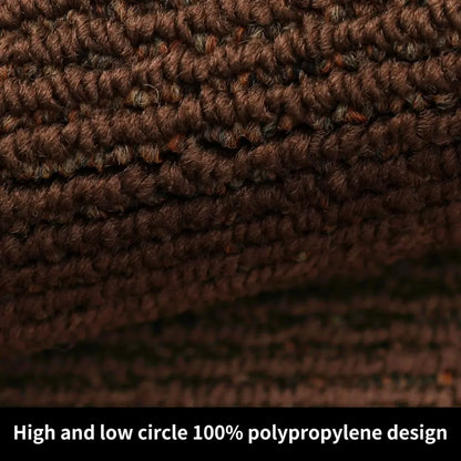 Brown Plain Kitchen Rug with High and Low Circle 100 Polypropylene Design