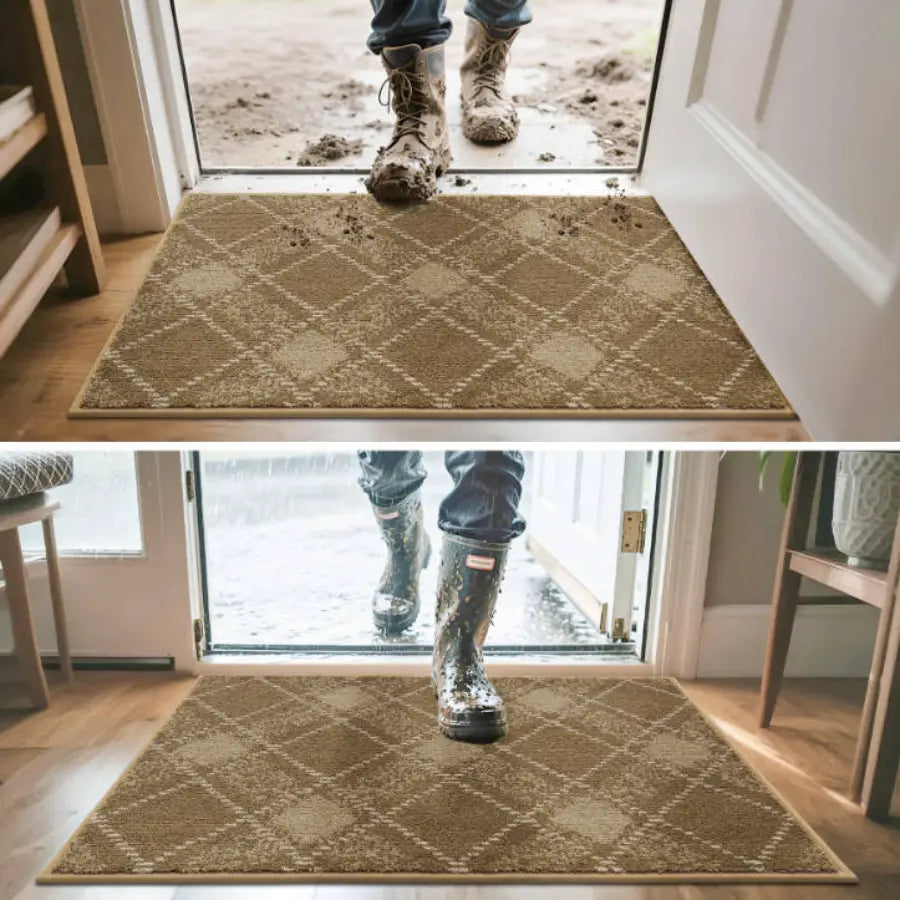 Capture Dust and Absorb Moisture Plaid Door Mats