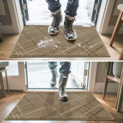 Capture Snow Water Mud Abstract Buffalo Plaid Doormat