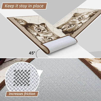 Cat Welcome Mat with Non-Slip TPR Backing