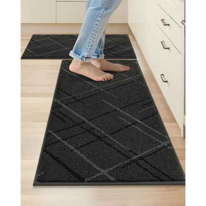 Dark Grey 20x32 20x48 Abstract Buffalo Plaid Kitchen Rug