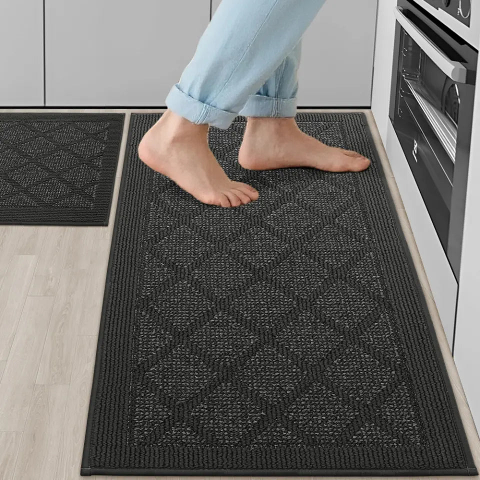 Dark Grey 20x32 20x48 Beige Plain Diamond Kitchen Rugs