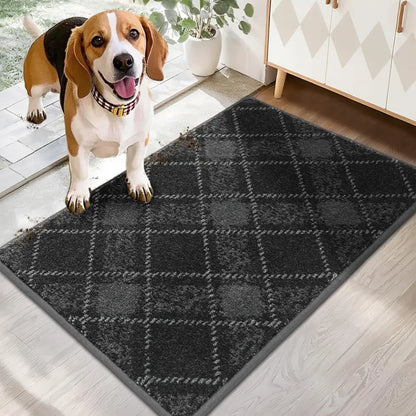 Dark Grey 20x32 Plaid Door Mats
