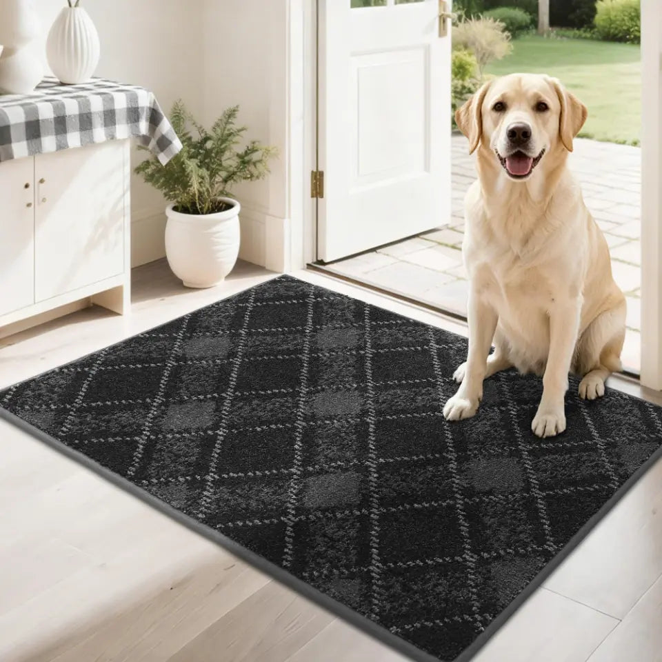 Dark Grey 24x36 Plaid Door Mats