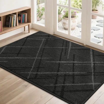 Dark Grey 32x48 Abstract Buffalo Plaid Doormat