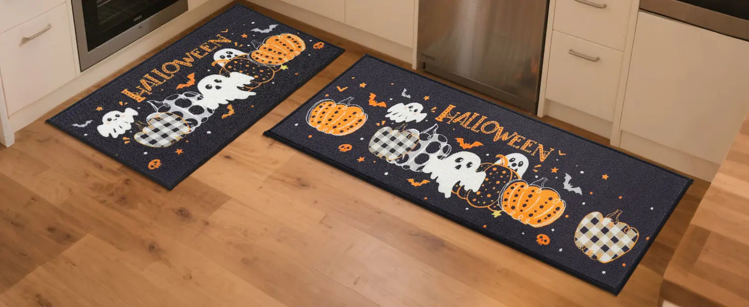 Dirt Trapper Ghost and Pumpkin Halloween Rugs for Halloween Festival Kitchen