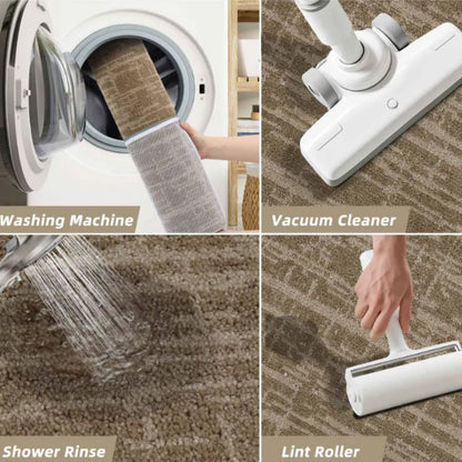 Easy to Clean Taupe Abstract Kitchen Rugs Set