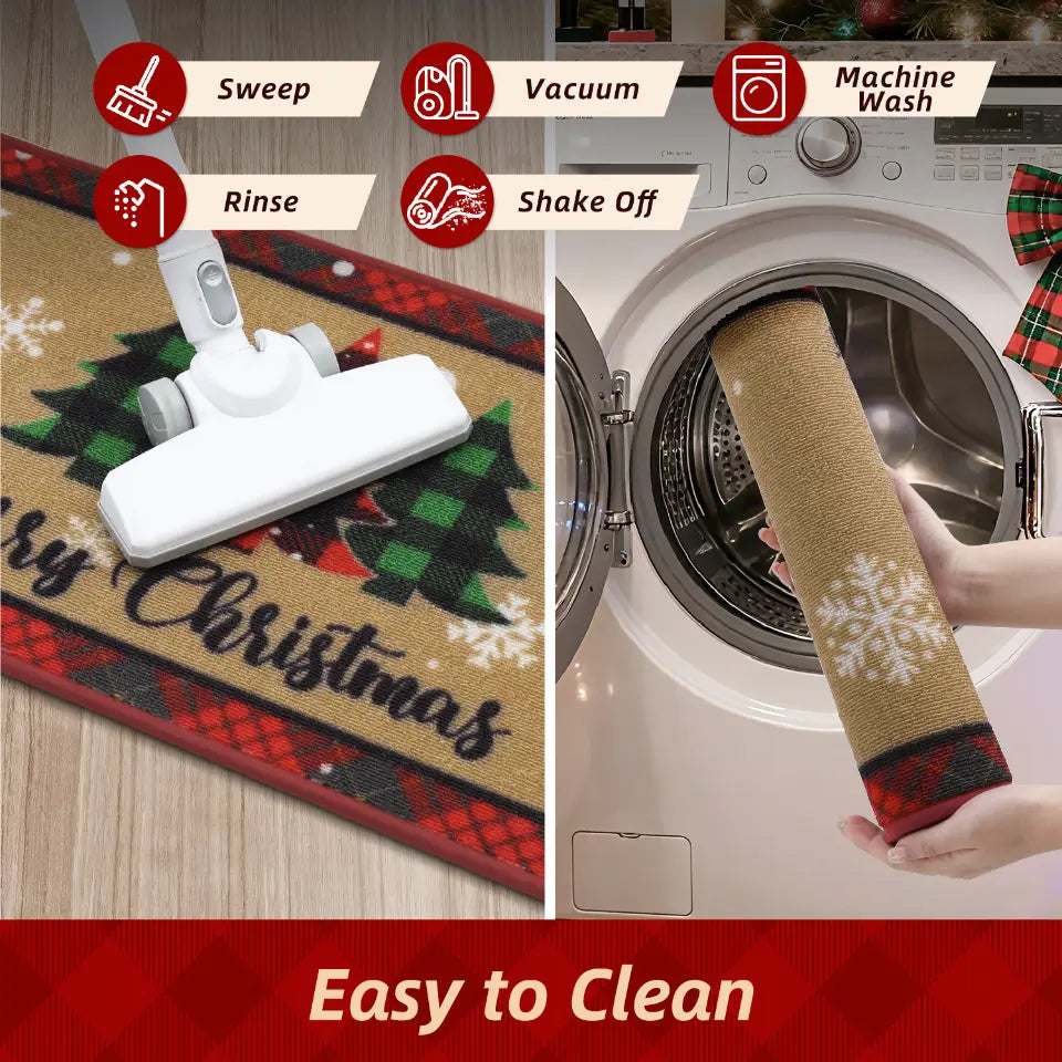 Easy to Clean Tree Snowflakes Christmas Front Door Mat