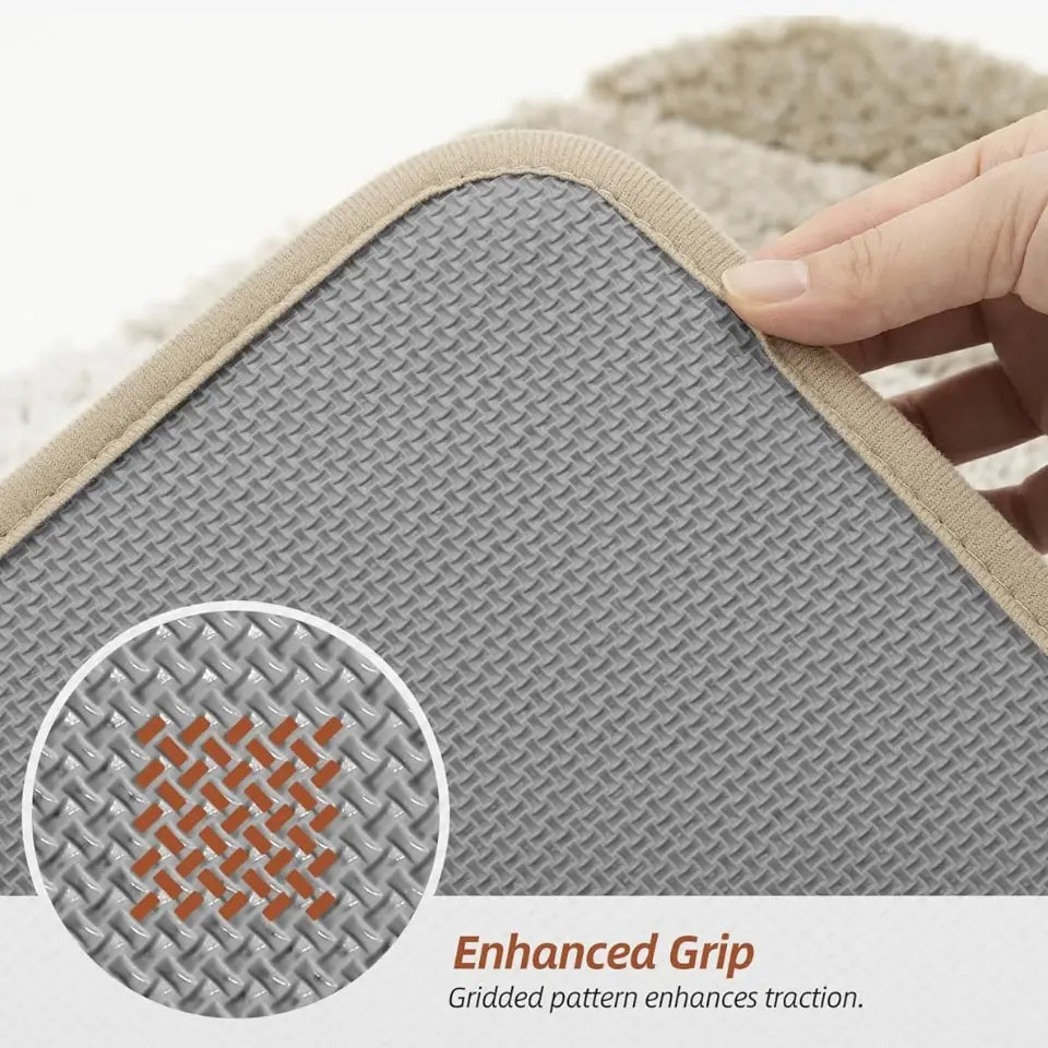 Mat with textured surface and hand holding it, emphasizing enhanced grip.