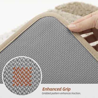 Mat with textured surface and hand holding it, emphasizing enhanced grip.