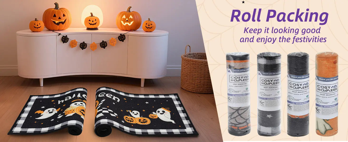 Funny Halloween Doormat with Roll Packing