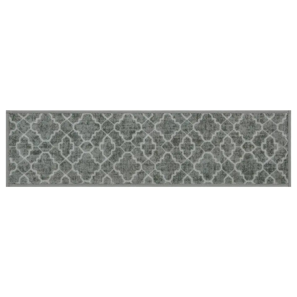 Gray Ogee Pattern of Geometric Floral Durable Stair Treads