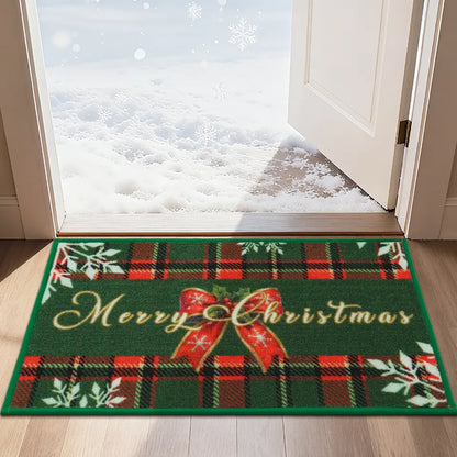Green Tartan Xmas Floor Mat