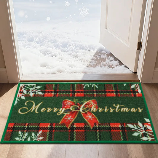 Green Tartan Xmas Floor Mat