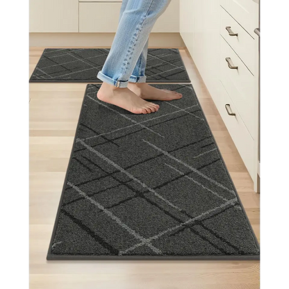 Grey 20x32 20x48 Abstract Buffalo Plaid Kitchen Rug