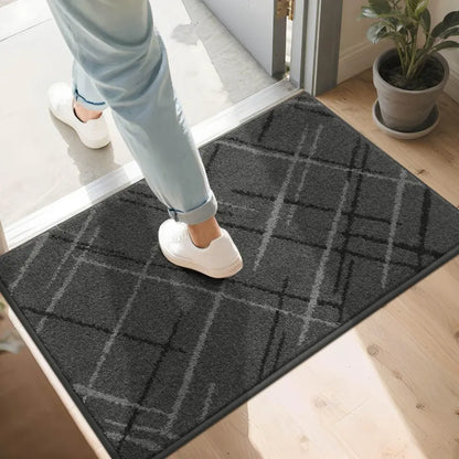 Grey 24x36 Abstract Buffalo Plaid Doormat