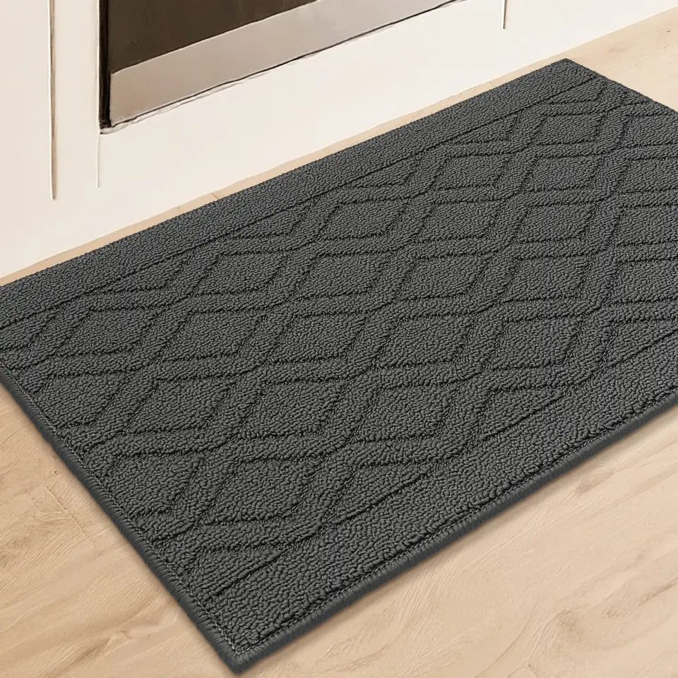 Grey Wave Geometric Kitchen Mat Putting on Oven