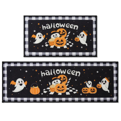 Halloween Ghost and Pumpkin Kitchen Mat