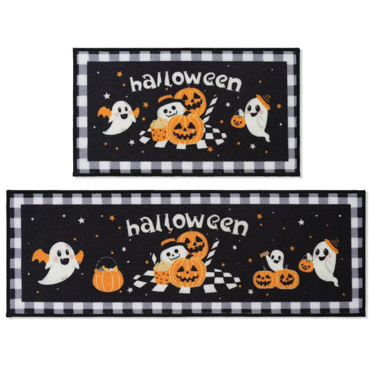 Halloween Ghost and Pumpkin Kitchen Mat