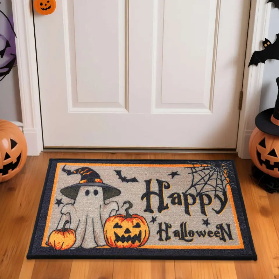 Happy Halloween Spiderweb Doormat for Front Door