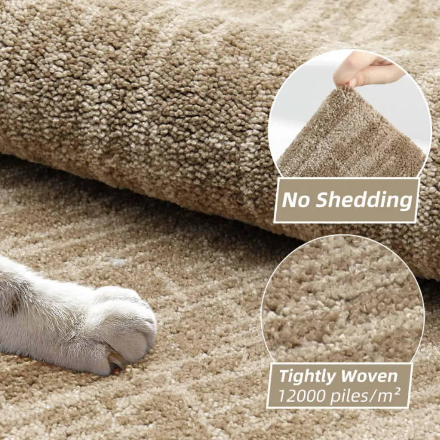 High Density Polyester Piles Taupe Abstract Kitchen Rugs Set