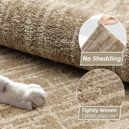 High Density Polyester Piles Taupe Abstract Kitchen Rugs Set