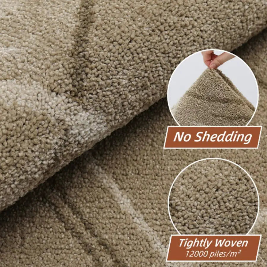 High Density Polypropylene Piles Beige Abstract Buffalo Plaid Kitchen Rug