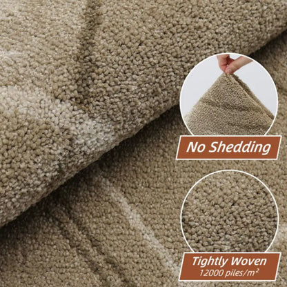 High Density Polypropylene Piles Beige Abstract Buffalo Plaid Kitchen Rug