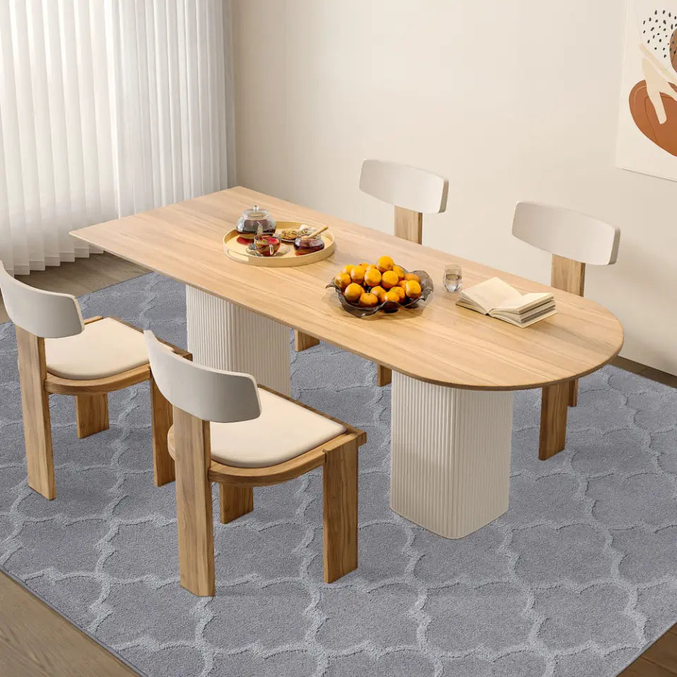 Light Grey Large Area Rug in Dining Room