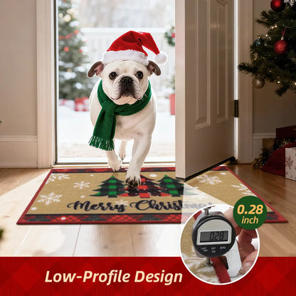 Low-Profile Design Tree Snowflakes Christmas Front Door Mat
