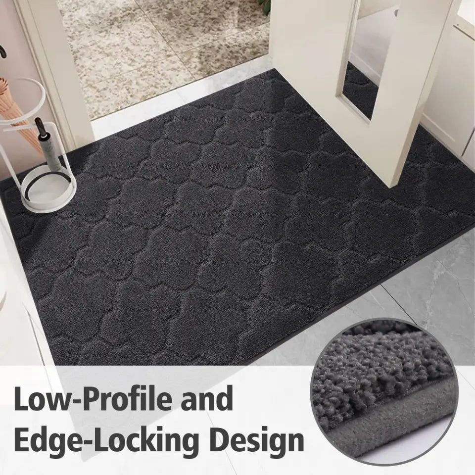 Super Absorbent Indoor Doormat – Non-Slip, Low Profile, 80x120cm – Black Entryway Mat