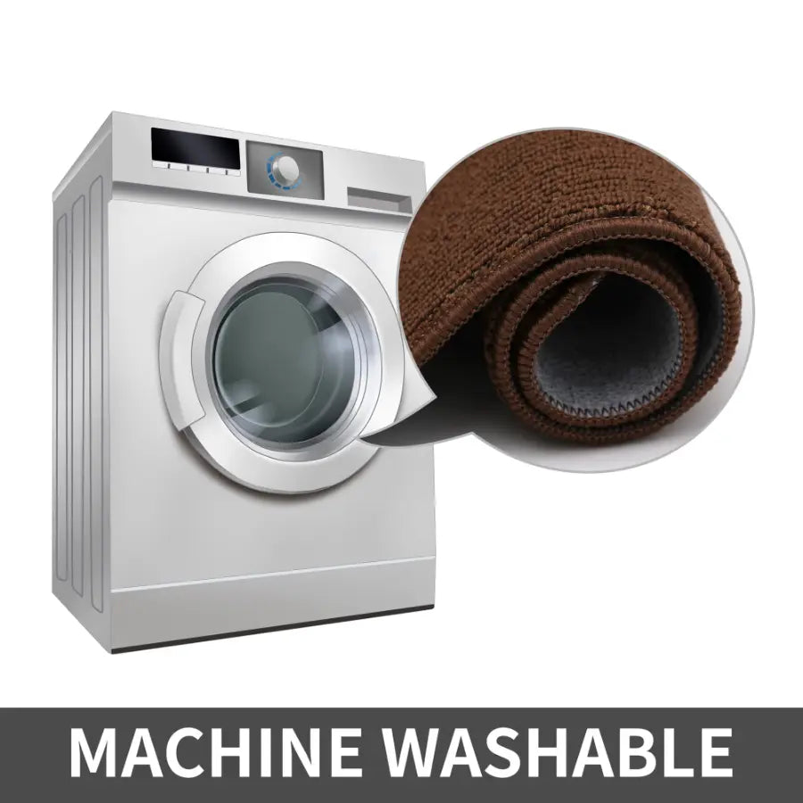 Machine Washable Brown Plain Kitchen Rug